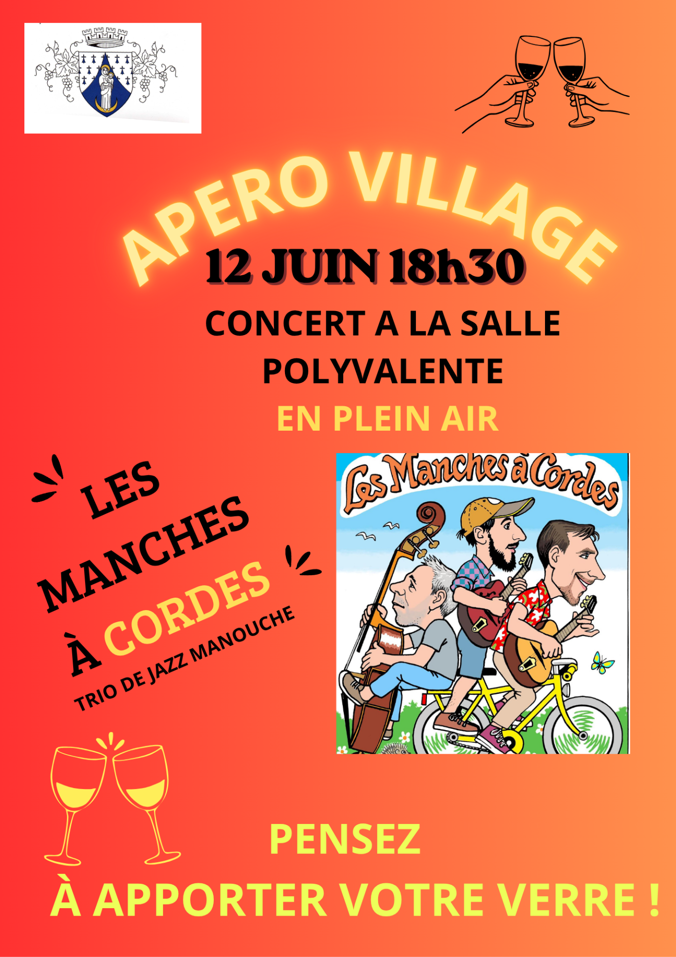 affiche apero village avec les verres