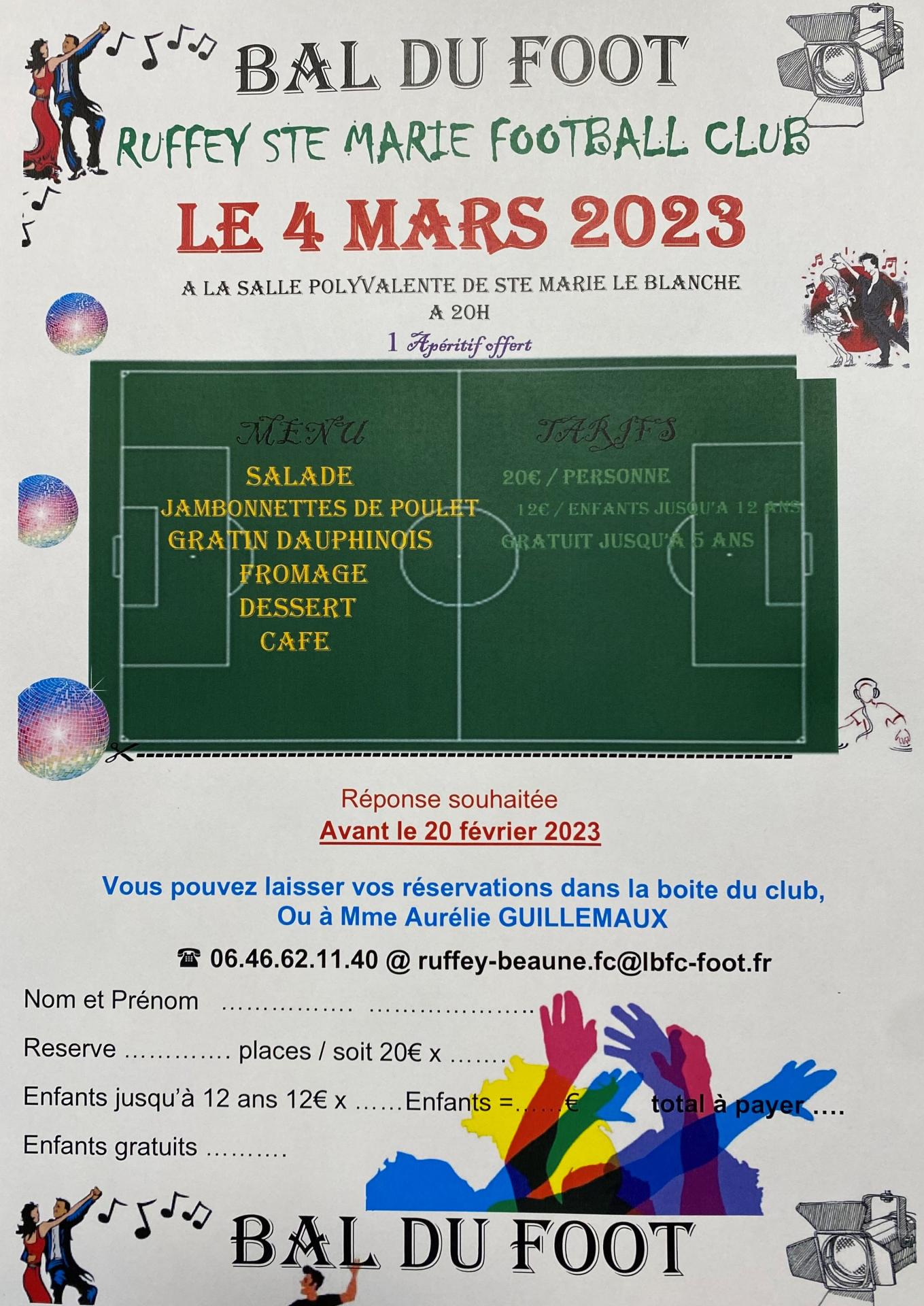 affiche du bal et inscription